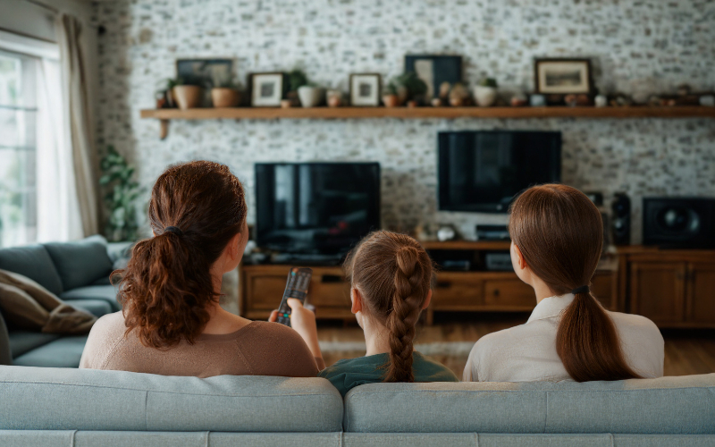Family enjoying their favourite digital channels through Tuckersmith Communications in rural Ontario.